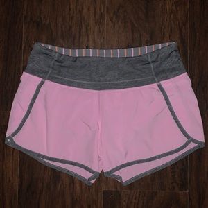 Lululemon Pink Heather Deep Coal Gray Speed Shorts